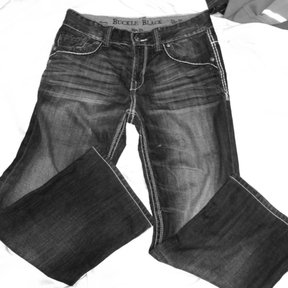 BUCKLE BLACK MENS JEANS BOOTCUT